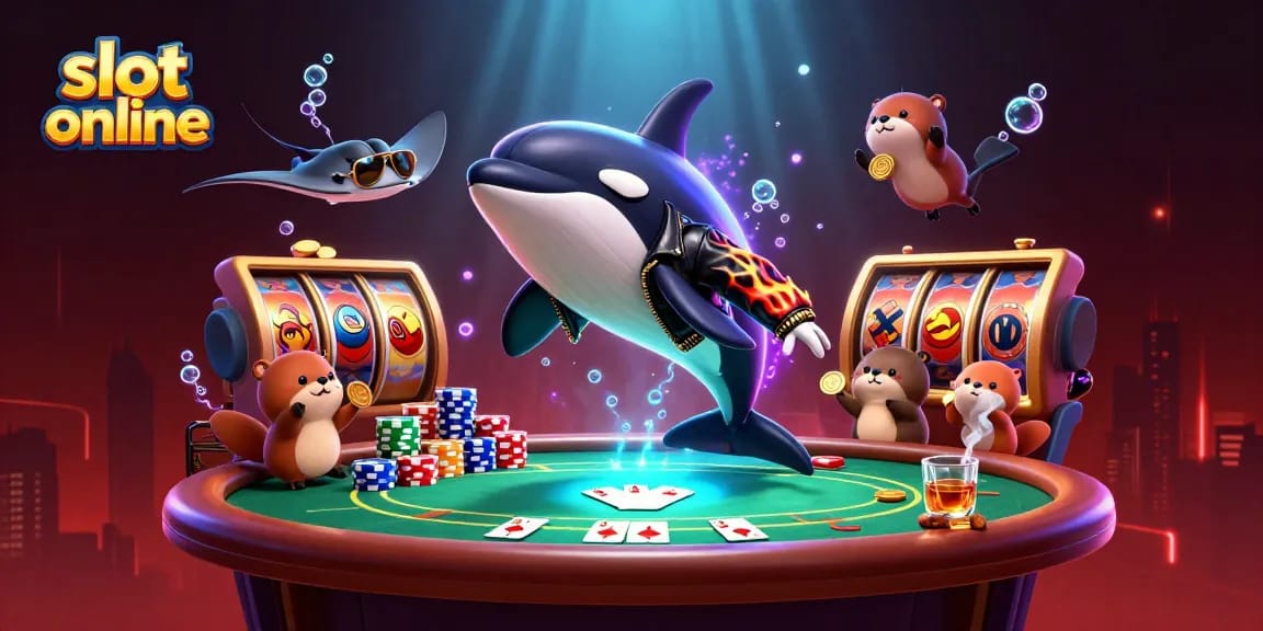 Play exciting slot online while a vibrant orca whale and fun sea otters celebrate big wins