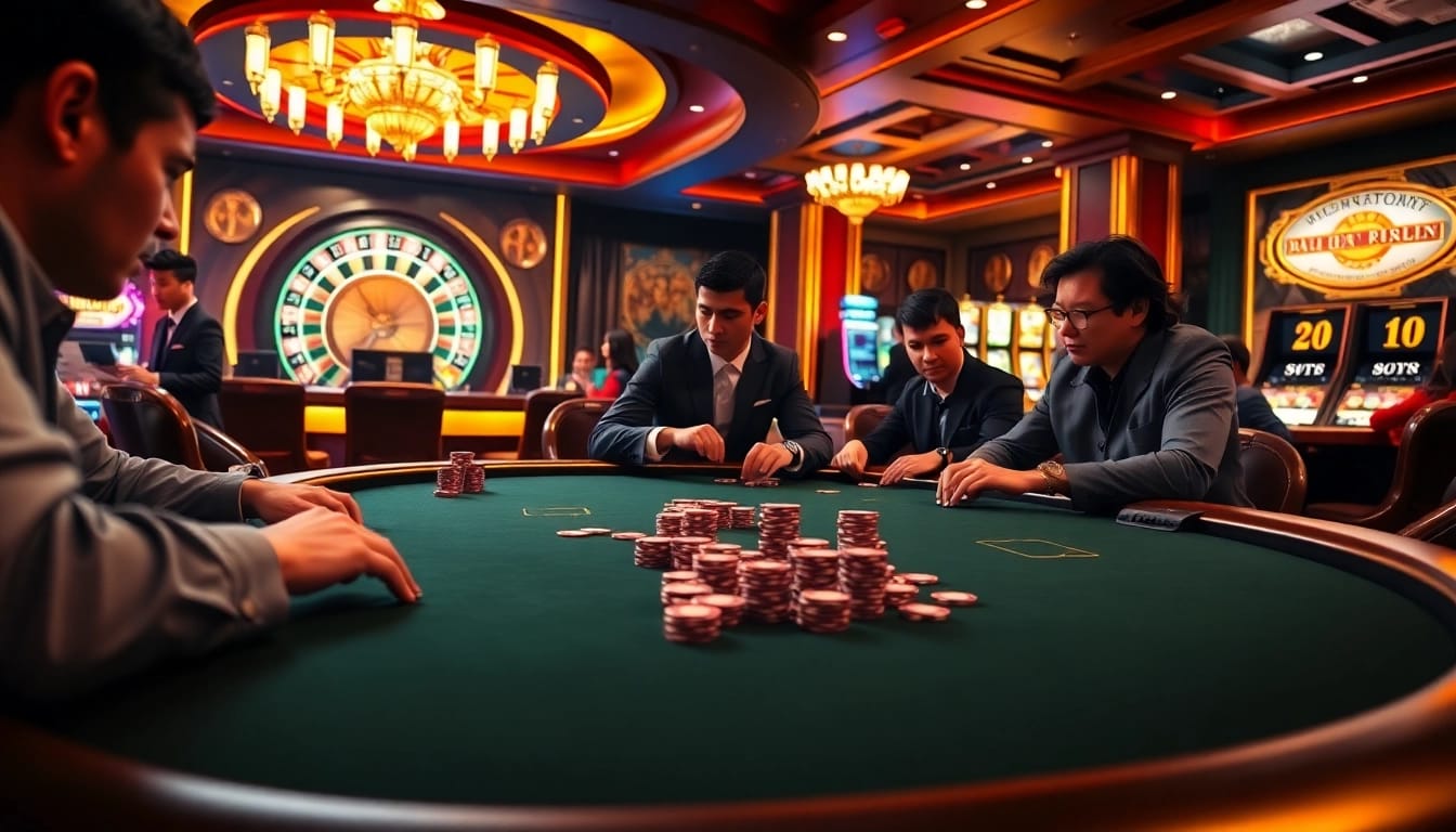 Experience a thrilling game of poker at rik vip, highlighted with vibrant chips and cards.