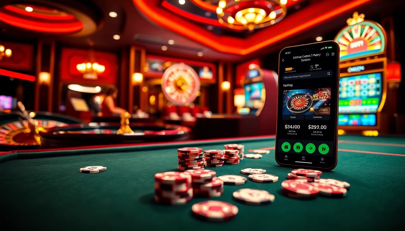 Experience thrilling gameplay at https://nk88z.com/ with vibrant casino scene and luxury gaming elements.
