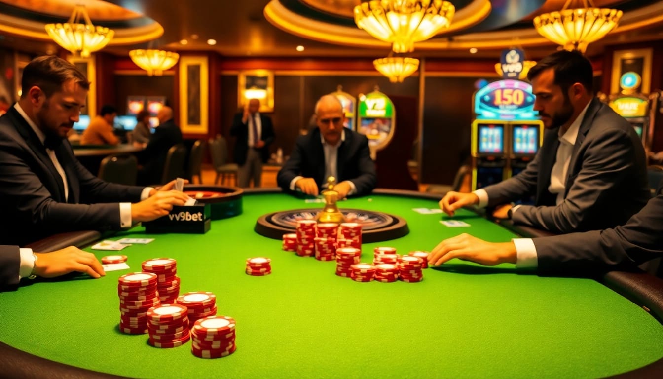 Experience the thrill of v9 bet poker with professional players engaged in high-stakes gameplay.