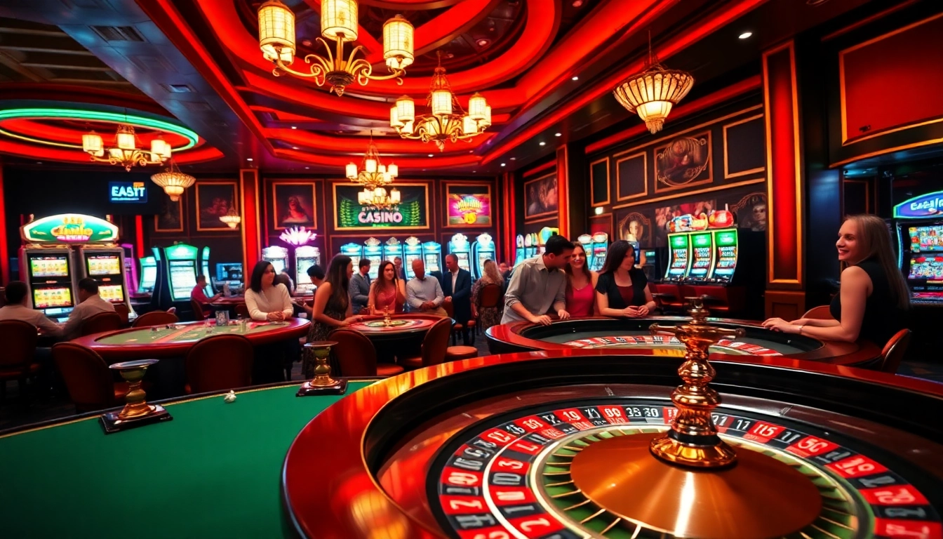 joueurs heureux dans un casino en ligne France légal avec des jeux et des lumières vives