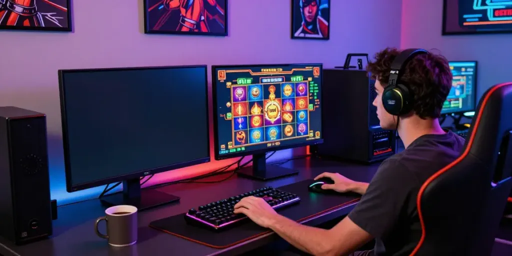 Experience the excitement of rokok88 slot in a vibrant gaming setting.