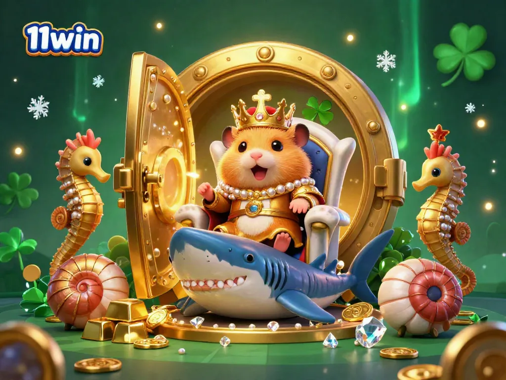 Experience thrilling gameplay with the captivating 11win hamster king in a dazzling casino treasure scene.