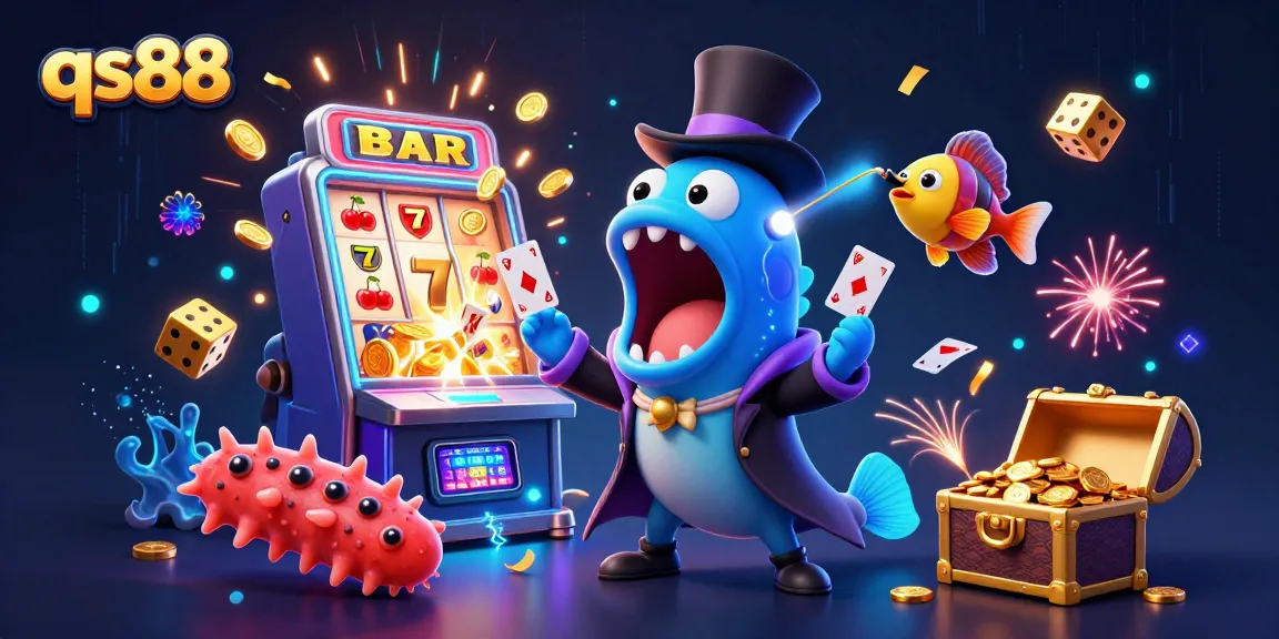 Experience the magic of qs88 with a vibrant underwater casino scene featuring mystical sea creatures and dazzling games.