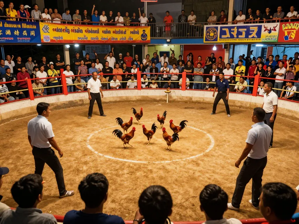 Watch thrilling live cockfighting at the bồ gà thường phước arena with vibrant crowds
