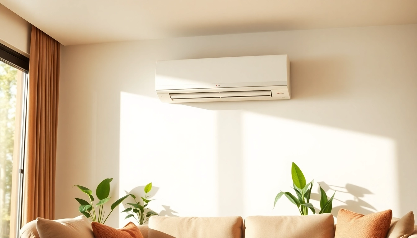 Mitsubishi mini split AC providing efficient cooling in a modern living room.