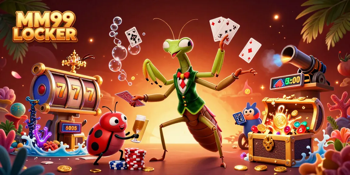 Engage with thrilling gameplay at MM99 LOCKER, where vibrant characters feature in a lavish casino scene.