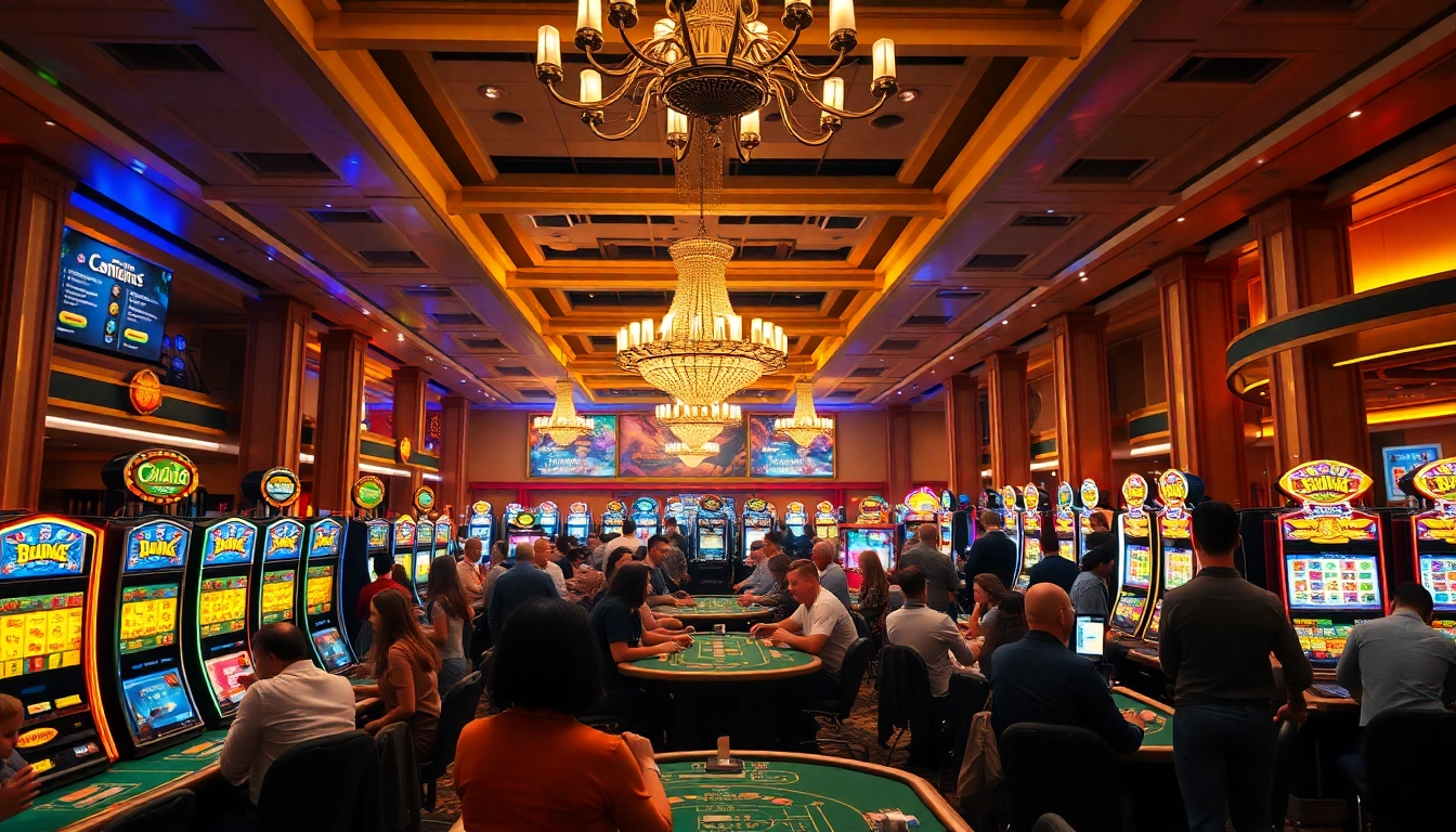 Vibrant atmosphere at the usdt online casino with players enjoying various games.