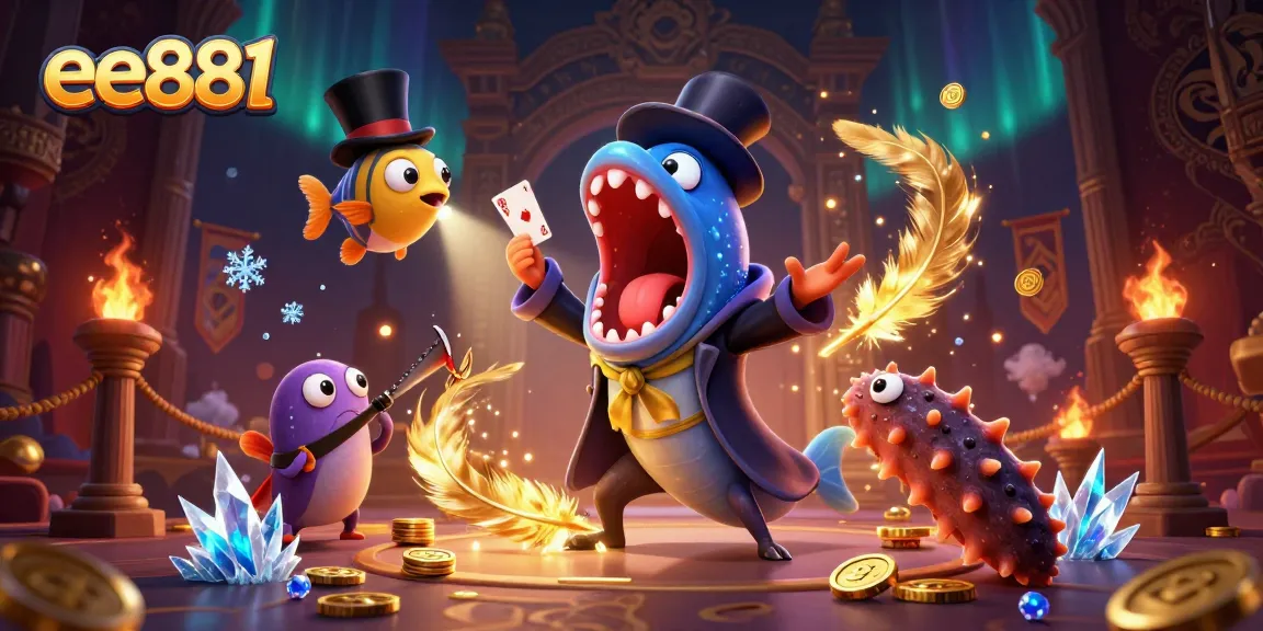 ee881 showcases an exciting magic act in an underwater casino theme with dazzling characters performing tricks.