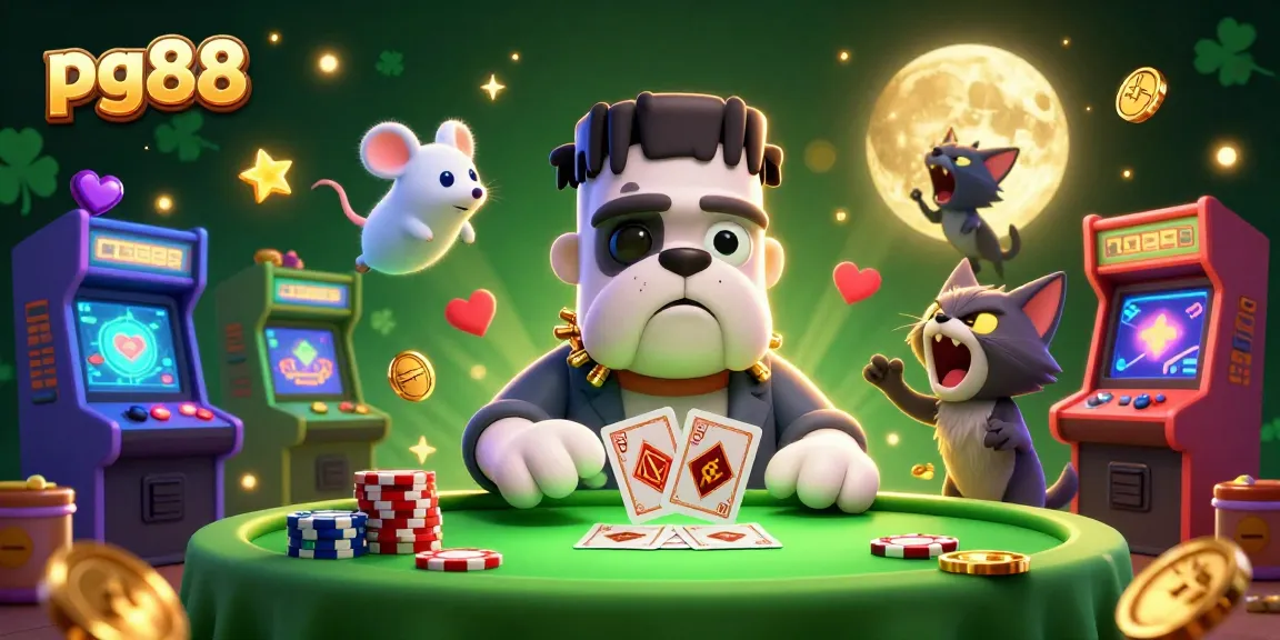Engage with pg88's thrilling card games featuring lively characters in an action-packed casino.
