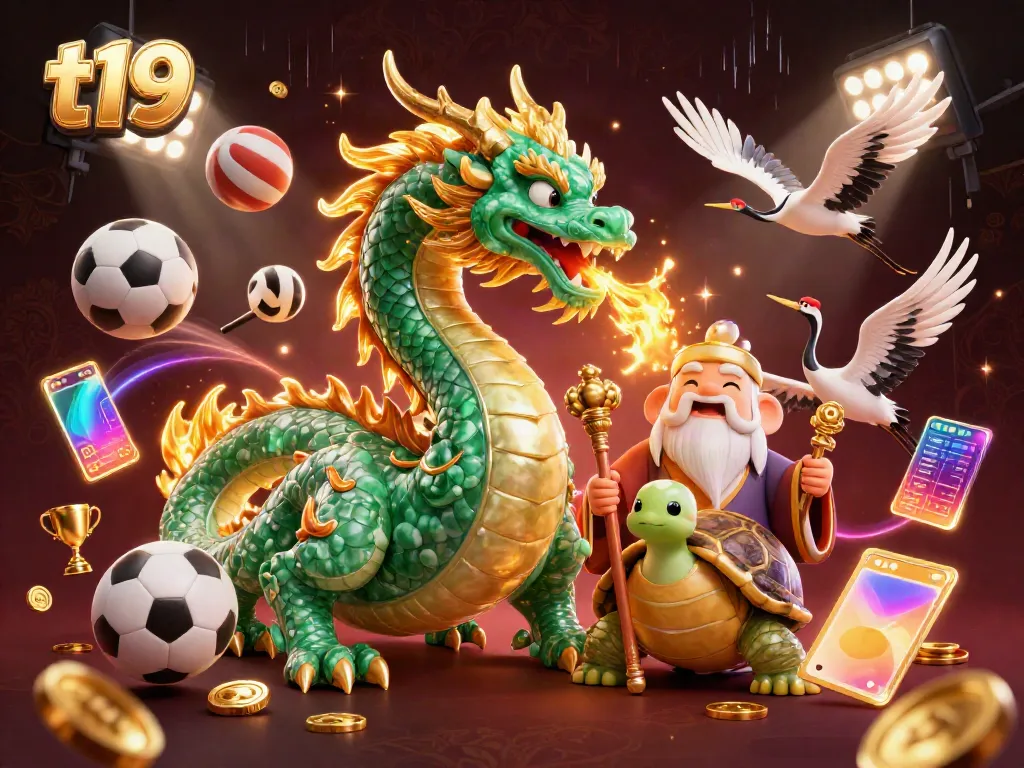 Engage in thrilling gameplay at t19 with the majestic emerald jade dragon and lucky cranes.