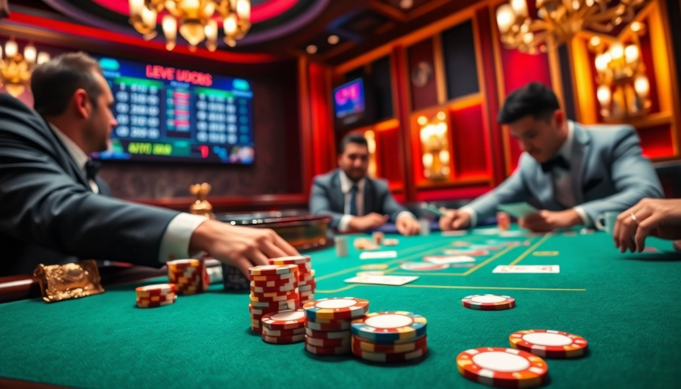 Experience the thrill of keonhacai 5 with professional gamblers at a lush casino poker table.