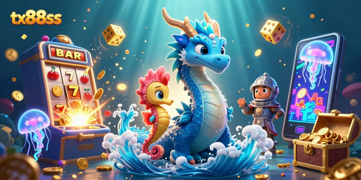 Experience the thrilling world of tx88sss with a vibrant 3D casino scene filled with animated characters and jackpots.