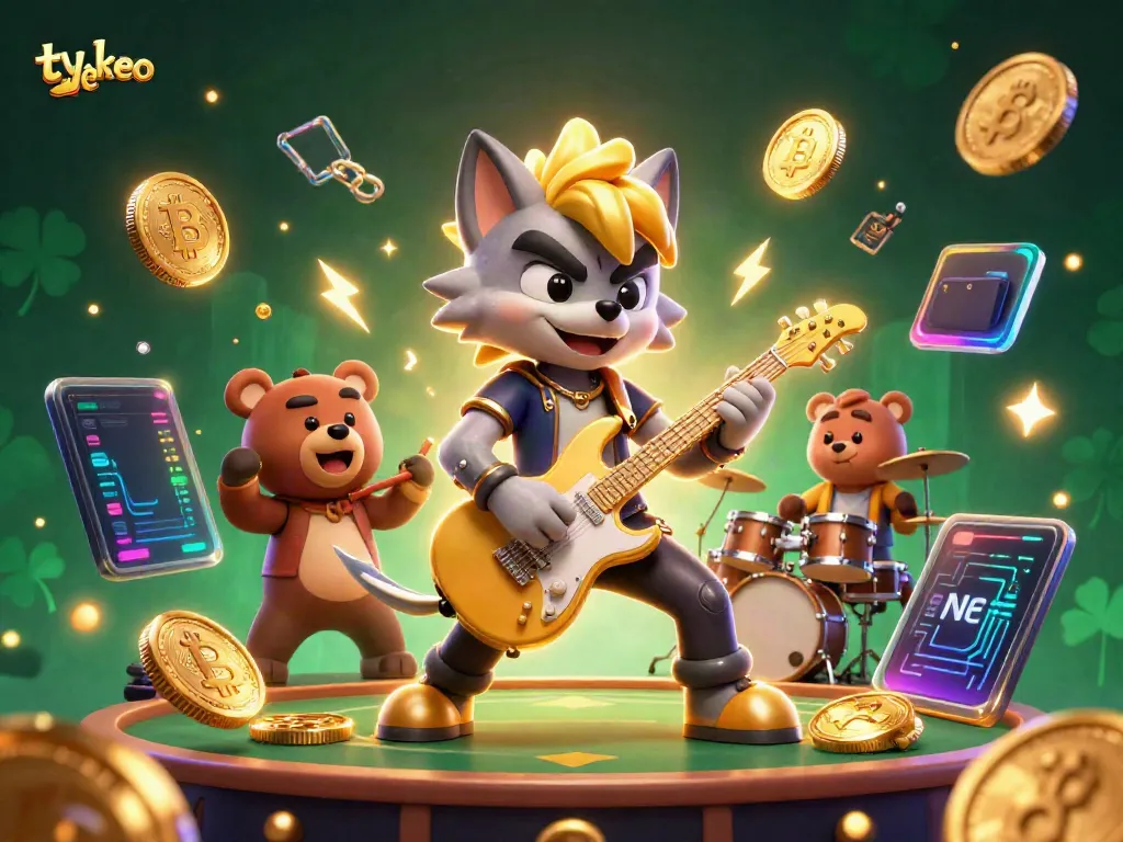 Experience the thrill of ty le keo with a vibrant gaming scene featuring animated characters and neon crypto coins.