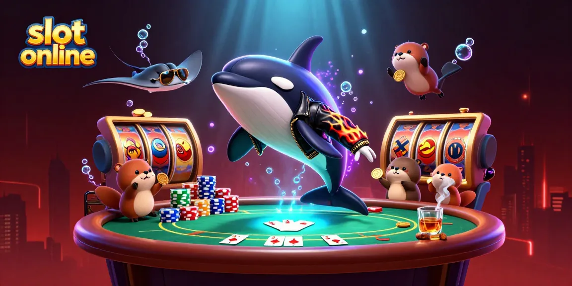 Play exciting slot online while a vibrant orca whale and fun sea otters celebrate big wins