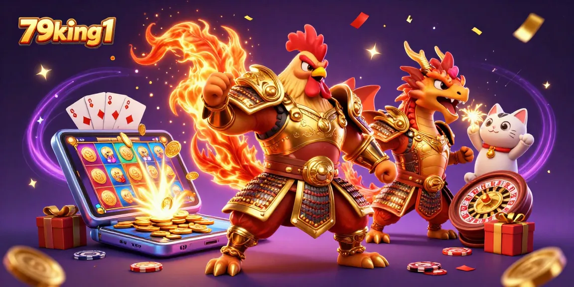 Experience thrilling gameplay at 79king1 with a dynamic scene featuring exciting casino elements and characters.