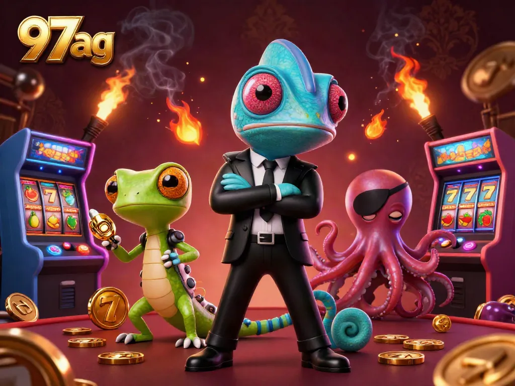 Engage with the thrilling atmosphere of 97ag's latest casino adventure featuring colorful slots and characters.
