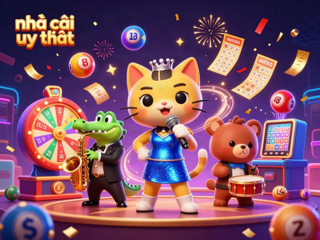 Engage with nhà cái uy tín through a dynamic casino scene featuring vibrant characters and exciting game elements.