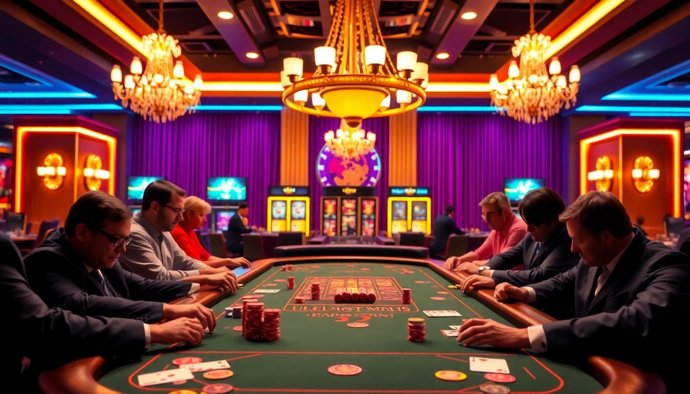 Jouez au meilleur casino en ligne avec des lumières vives et une ambiance excitante.