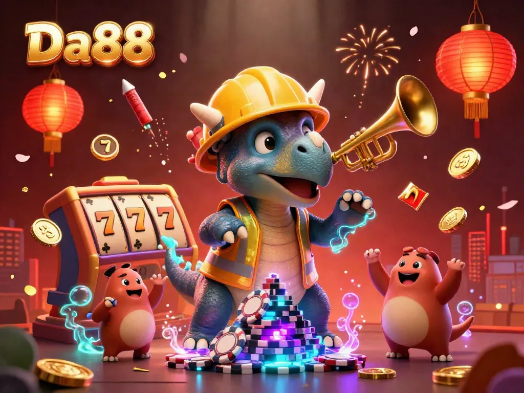 Experience thrilling gameplay at Da88 with a celebration of wins and vibrant casino symbols.