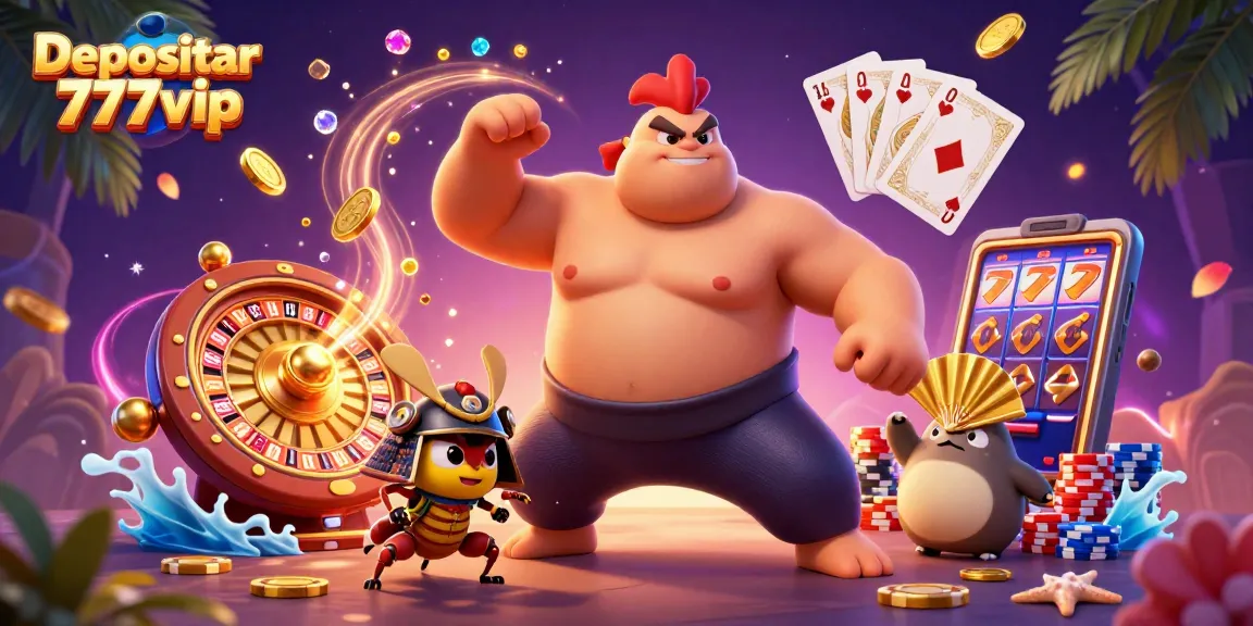 Engage with Depositar 777vip through an exciting scene featuring diverse gambling elements