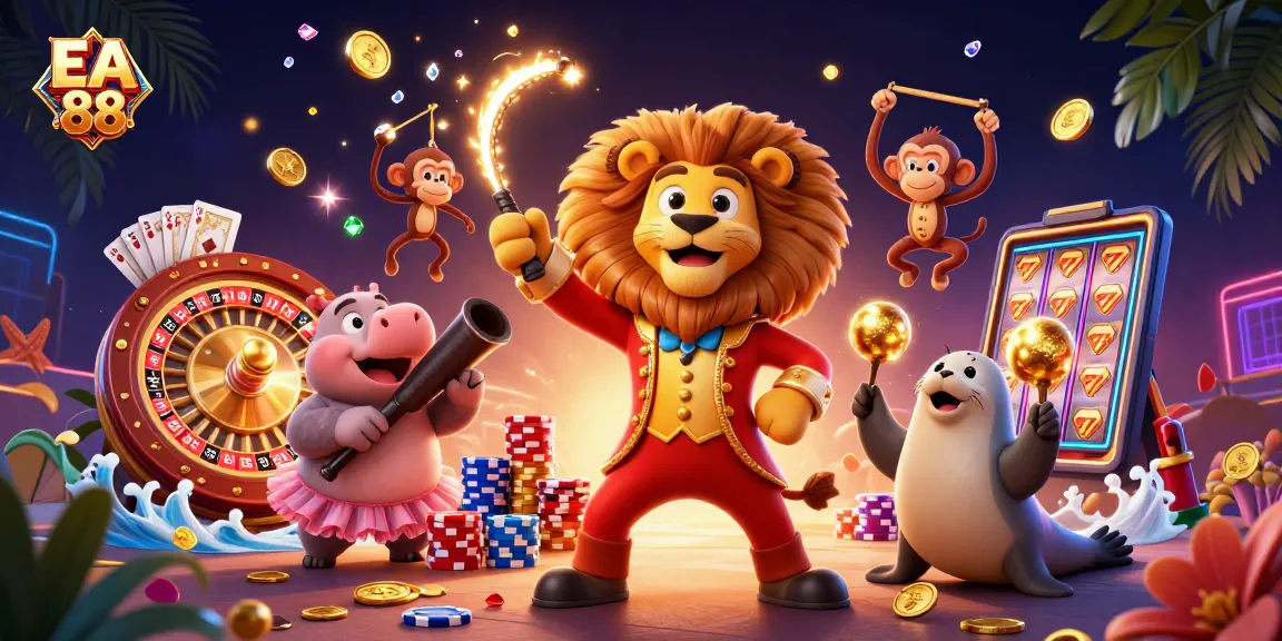 Experience EA 88's thrilling gaming session with colorful characters and dynamic casino elements.