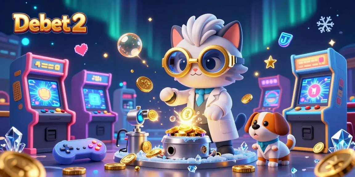 Experience the excitement of Debet 2 as the mad scientist cat creates riches amidst colorful gaming elements.