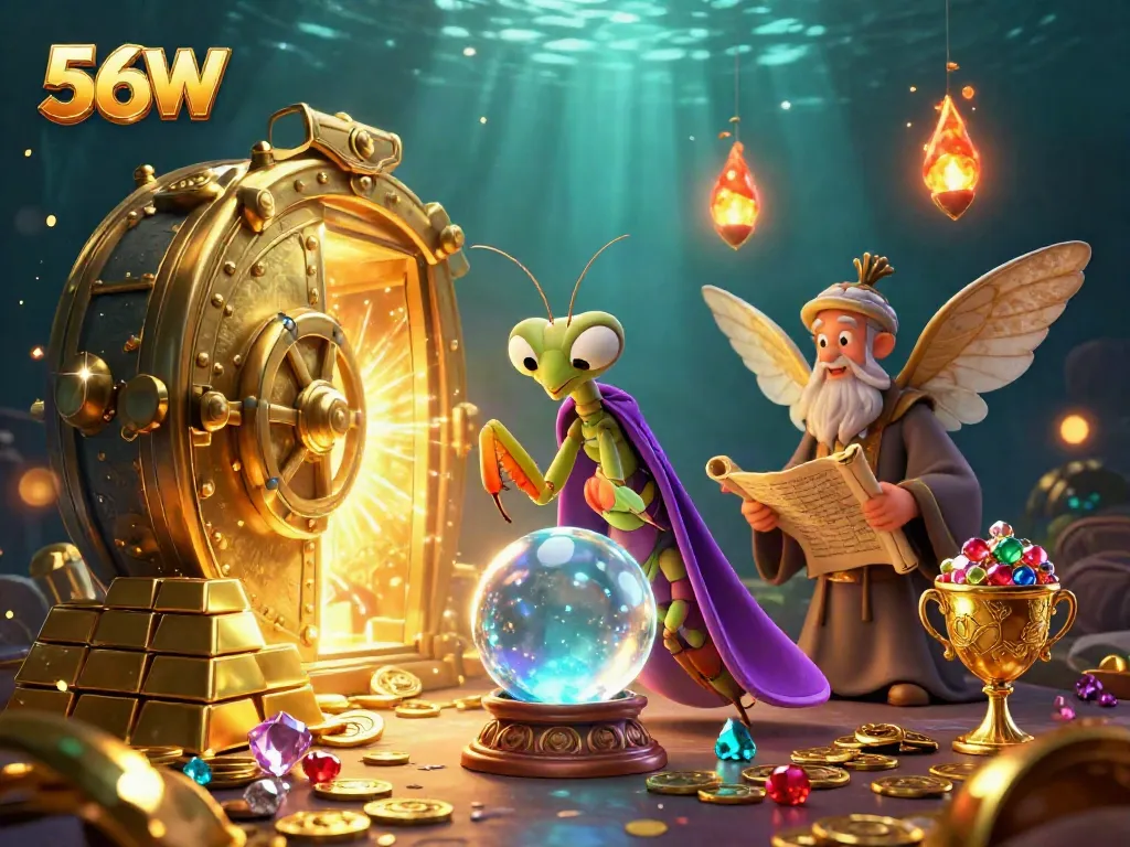Witness the magic of 56W as a fortune teller and librarian uncover treasures in a vibrant casino.