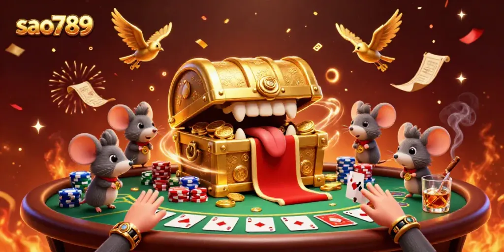 Engage in thrilling gameplay with sao789 featuring a vibrant casino scene filled with treasures and winning opportunities.