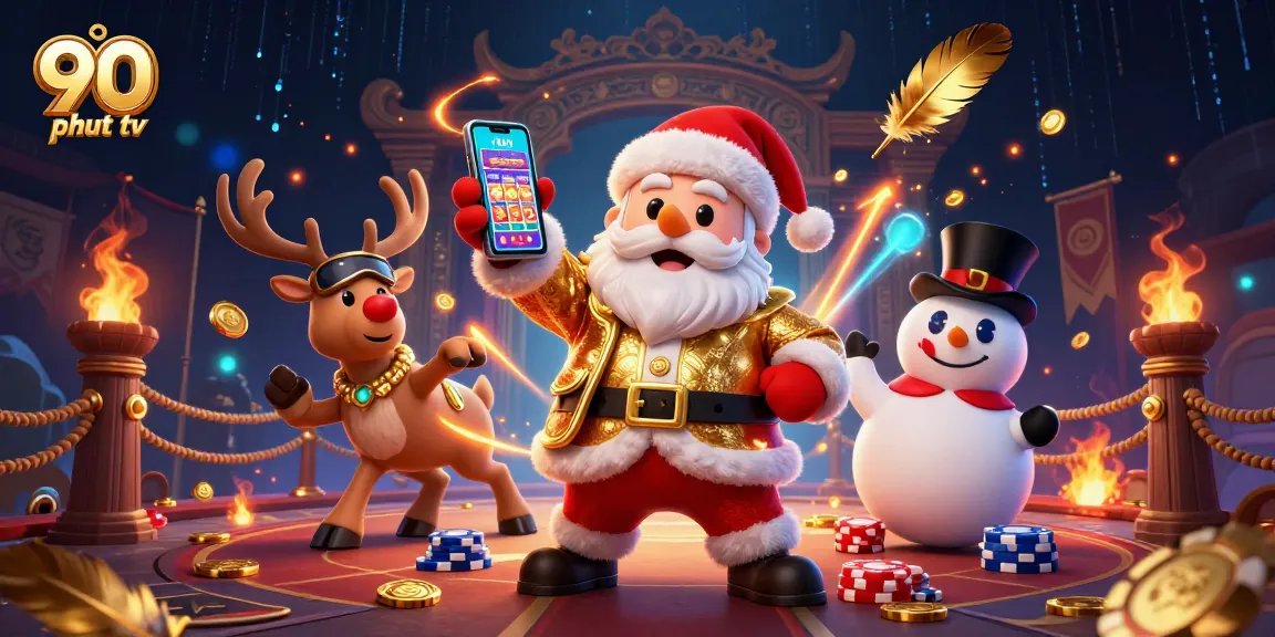 Engage with exclusive games at 90 phut tv, featuring vibrant casino elements and joyful characters.