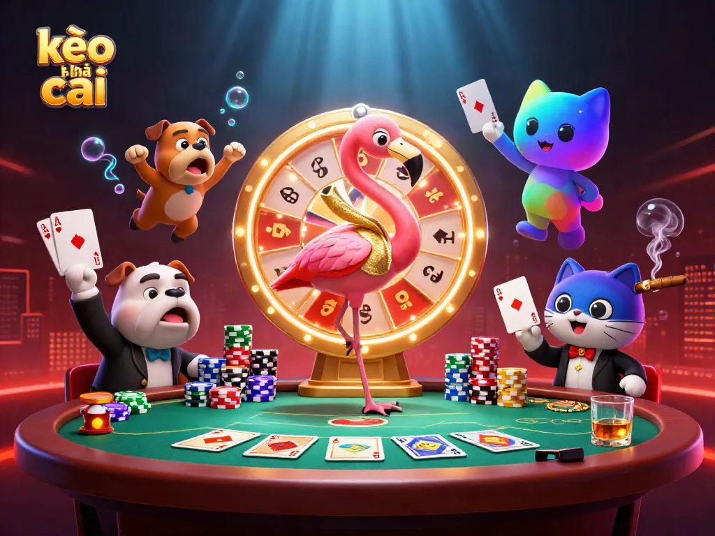 Engaging scene of kèo nhà cái action with vibrant characters in a dynamic casino setting.