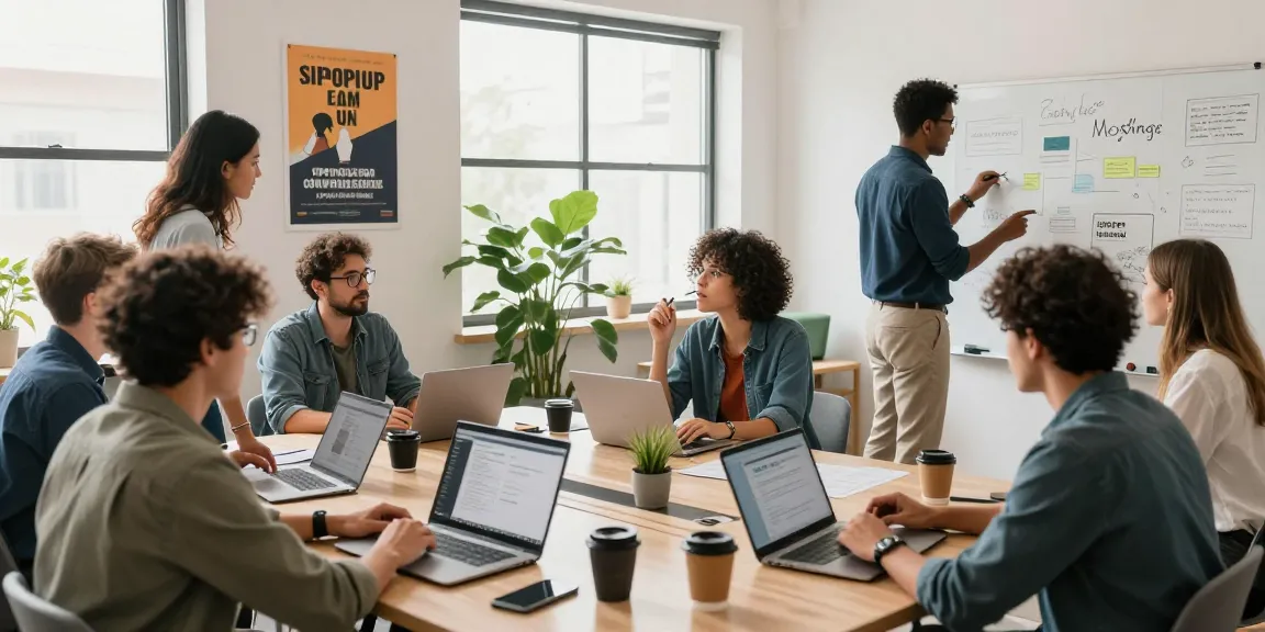 Team collaboration at ROKOK88 workspace, emphasizing hustle mindset and productivity.
