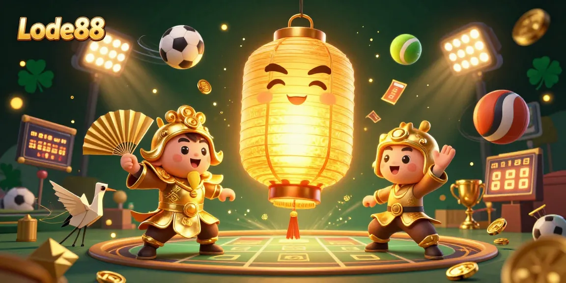 Engage with Lode88 in a vibrant casino scene showcasing dynamic sports betting elements.