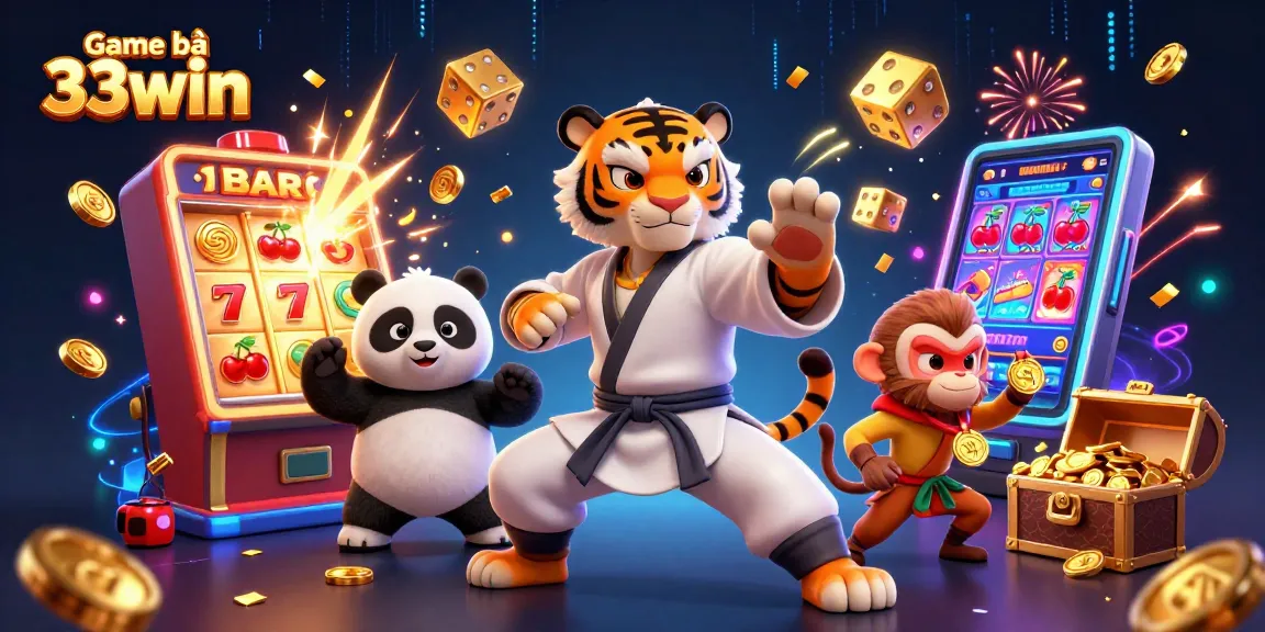Experience the excitement of Game bài 33win, showcasing vibrant characters and thrilling casino elements.